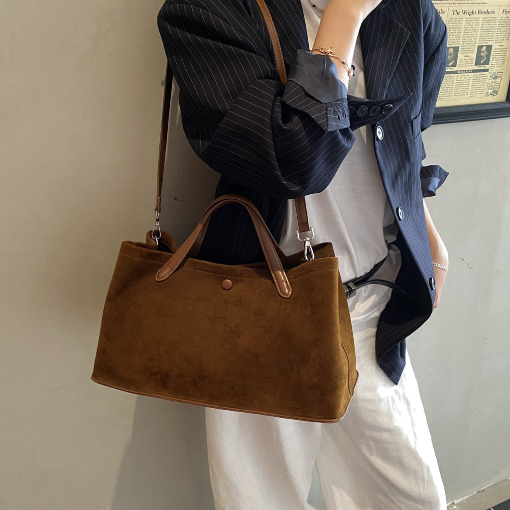 Women's Retro Suede Crossbody Bag - Casual Single Shoulder Handbag with Phone Pocket
