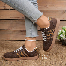 Load image into Gallery viewer, Women's Leopard Print Lace-Up Casual Shoes - Round Toe Color Block Sneakers