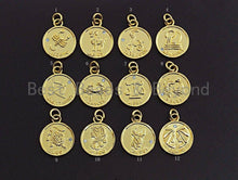 Load image into Gallery viewer, Zodiac Signs On Round Coin Shape Pendant/Charm, Astrology Signs Pendant, tweleve constellations, Sku#Z601