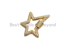 Load image into Gallery viewer, Fully Cz Micro pave Star Clasp, CZ Pave Clasp, Gold/Silver/Rose Gold/Gunmetal Carabiner Clasp, 33x24mm, sku#K75