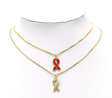 Load image into Gallery viewer, CZ Enamel Cancer Awareness Ribbon Pendant, Sku#LK603