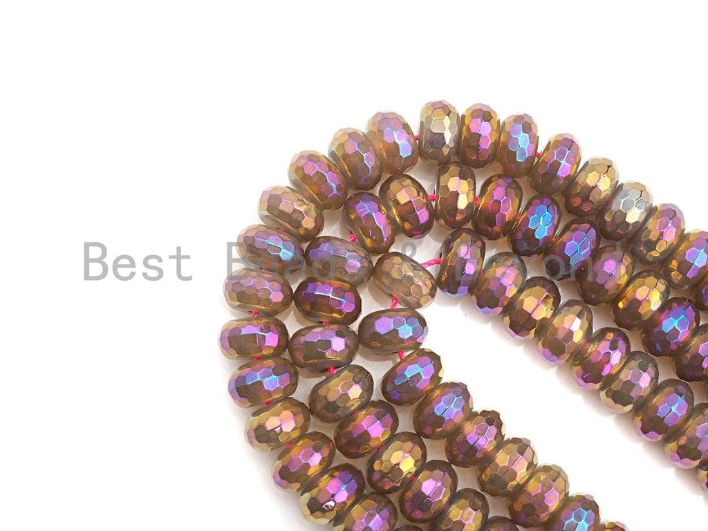 Mystic Plated Rainbow Agate Rondelle Shape Beads,  sku# UA39