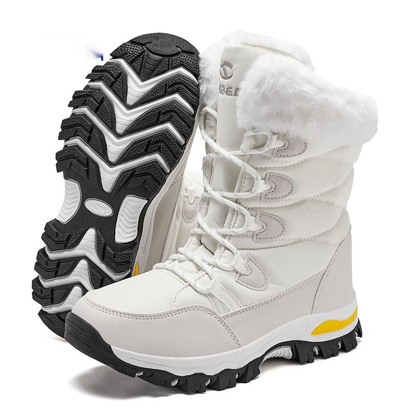 Women's Faux Fur Winter Snow Boots - Warm Mid-Height Soft Sole Casual Boots