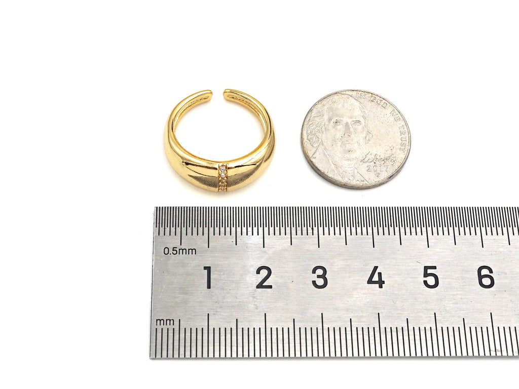 Thick Band Adjustable Ring with CZ, X182