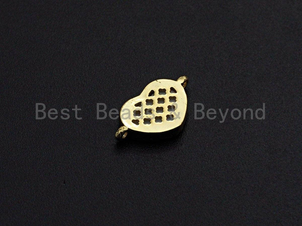 CZ Micro Pave Abalone Heart Connector Beads, Cubic Zirconia Space Connector, Abalone Stone Charm, 10x17mm,SKU#Z934