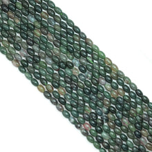 Load image into Gallery viewer, 6x9mm Genuine Moss Agate Smooth Drum Shape Beads, Sku#U2007