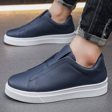 Load image into Gallery viewer, Men's Korean-Style Slip-On Casual Sneakers | PU Leather Round Toe Mid Heel Shoes