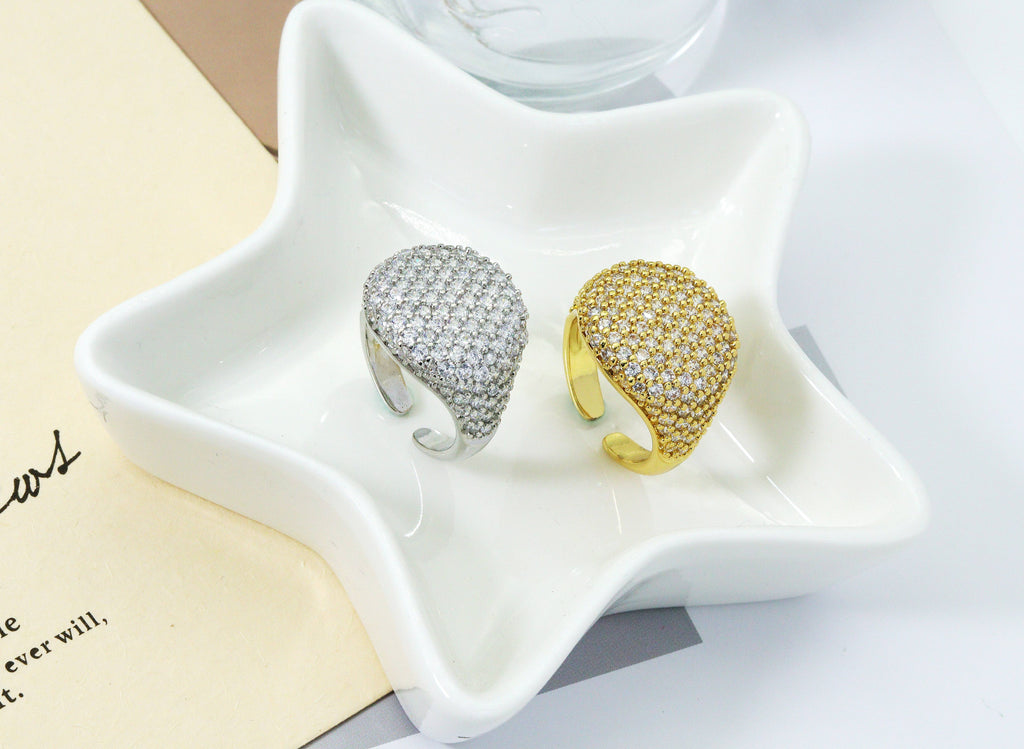 CZ Oval Adjustable Ring, Sku#B188