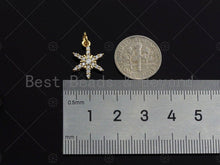 Load image into Gallery viewer, CZ Micro Pave Snowflake Charm/Pendant, Snowflake Shape Charm, Pave Pendant, Gold plated charm,12x16mm, Sku#LK111