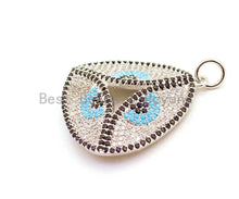 Load image into Gallery viewer, CZ Micro Pave Trillion Shape Evil Eye Pendant, Cubic Zirconia Pendant, 25x32mm, sku#F24