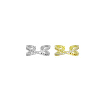 Load image into Gallery viewer, Clear CZ Criss Cross Gold Adjustable Ring, Sku#A183