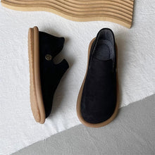 Load image into Gallery viewer, Women's Vintage Suede Slip-On Pumps | Low Heel Round Toe Dress Shoes | Creamy White &amp; Black