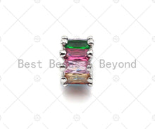 Load image into Gallery viewer, Clorful Baguette CZ Micro Pave Big Hole Beads, Clorful Cubic Zirconia Spacer Beads, European Large Hole Beads,5x9mm,sku#G427