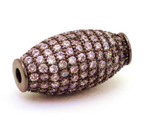 Load image into Gallery viewer, CZ Micro Pave Long Oval Spacer Beads with Clear Crystal for Bracelet/Necklace, Cubic Zirconia Beads, Bracelet Charms, 20x11mm, sku#G52