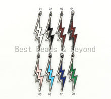 Load image into Gallery viewer, CZ Enamel Thunder Lightning Bolt Charm, Enamel CZ Pave lightning Sign Pendant, Pave Lightning Bolt Charm,  11x39mm, sku#F604