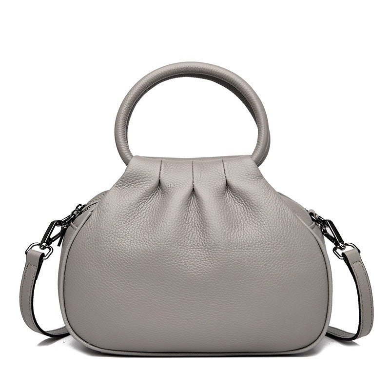Heart-Shaped Genuine Leather Crossbody Bag for Women – Full-Grain Cowhide, Black, Gray & Wine Red