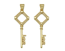Load image into Gallery viewer, CZ Key with Love Word Shape Pendant, Sku#LK599