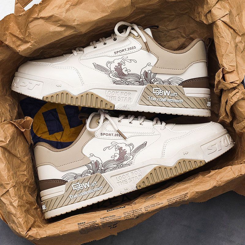 Men's White Sneakers with Hidden Heel - Height Enhancing Elevator Shoes