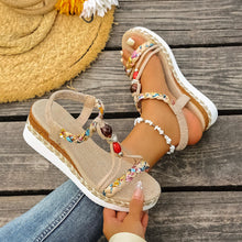 Load image into Gallery viewer, Women's Peep-Toe Platform Sandals | Elastic Band Bohemian Heels