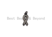Load image into Gallery viewer, CZ Micro Pave Awareness Ribbon Charm ,Gold/Silver/Black/Rose Gold,Cubic Zirconia Jewelry Findings, Cancer Fighting Charm, 6x16mm,sku#F650
