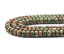 Load image into Gallery viewer, Genuine Unakite Rondelle Smooth Beads, Sku#U1408
