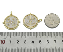 Load image into Gallery viewer, Gold White Enamel with round CZs Coin Charm, Sku#LX151