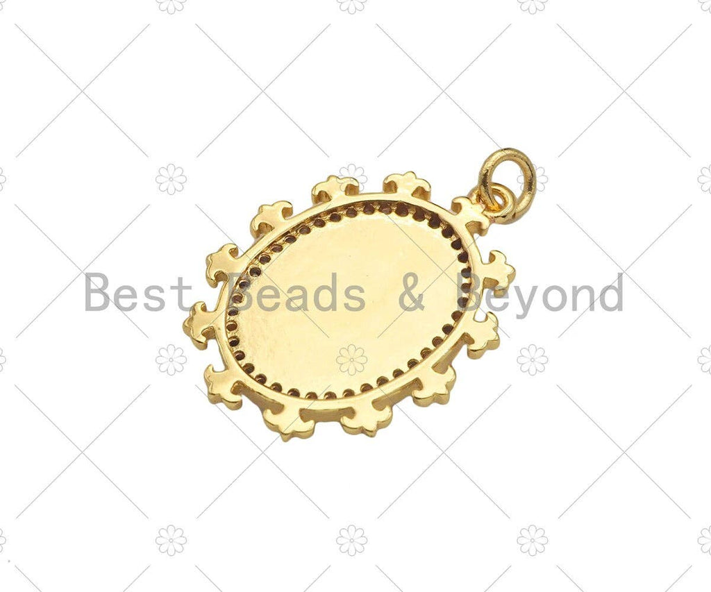 Gold Filled Evil Eye On Colorful Enamel Oval Shape Pendant, 18K Gold Filled Enamel Charm,Enamel Jewelry,20x27mm,Sku#L569