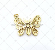 Load image into Gallery viewer, Colorful Enamel Butterfly Shape Pendant,18K Gold Filled Butterfly Pendant, Necklace Bracelet Charm Pendant, 32x25mm,Sku#LK493
