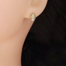 Load image into Gallery viewer, Clear CZ Mushroom Gold Silver Stud Earrings, Sku#A177