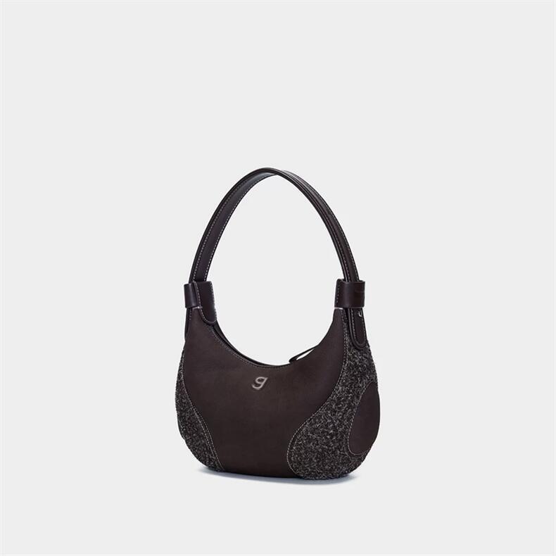 Women's Genuine Leather Crescent Crossbody Bag - Underarm Shoulder Bag with Multiple Compartments