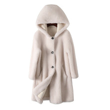 Load image into Gallery viewer, Women's Hooded Lambswool Warm Coat