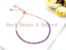 Load image into Gallery viewer, New Style Adjustable Bracelet, Puple CZ Pave Stud Bracelet ,SKU#P49