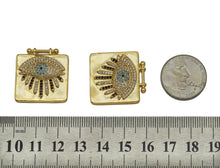 Load image into Gallery viewer, CZ Evil Eye On Square Charm, Sku#L660