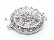 Load image into Gallery viewer, CZ Micro Pave Clear Crystal Evil Eyes Coin Connector for Bracelet/Necklace, Cubic Zirconia Space Connector Link, 14x18mm, 1pc, sku#A53