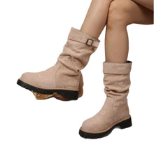 Load image into Gallery viewer, Women's Retro Mid-Calf Riding Boots | Platform Square Heel Slip-On