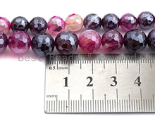 Load image into Gallery viewer, Purple Pink Agate Attachment Necklace with Large CZ Pave Silver clasp, 18 long, 8mm/10mm beads size, sku#D48