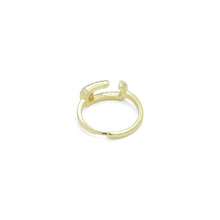 Load image into Gallery viewer, Gold Silver Clear CZ Paperclip Shape Adjustable Ring, Sku#A389