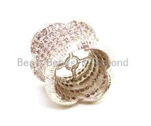 Load image into Gallery viewer, CZ Micro Pave Floral Cylinder Beads, Cubic Zirconia Spacer Beads, 4 sizes, sku#G112
