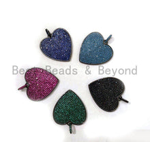 Load image into Gallery viewer, Colored CZ Micro Pave Heart Pendant, Heart Shaped Pave Pendant, Turquoise/Cobalt Blue/Green/Fuchsia/Black,10mm/30mm, Sku#ML100