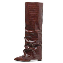 Load image into Gallery viewer, Women's Chunky Heel High-Top Over-the-Knee Boots | Buckle Pointed Toe PU Leather