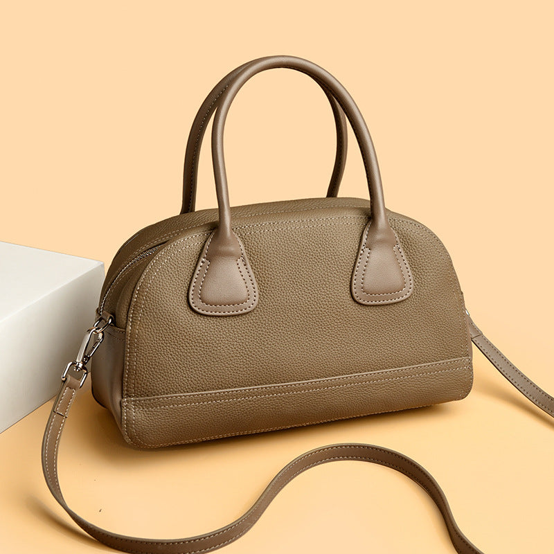 Vintage Genuine Leather Shoulder & Crossbody Bag for Women – Soft Cowhide Everyday Handbag