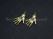 Load image into Gallery viewer, Evil Eye on Hand Shape Pendant/Charm, Lucky eye Enamel Jewel Hand Pendant, Gold Tone, 18x27mm,Sku#LK05