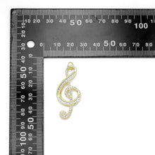 Load image into Gallery viewer, Clear CZ Gold Musical Symbol Charm Pendant, Sku#LK995