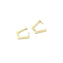 Load image into Gallery viewer, Gold Rectangle Geometry Huggie Earrings, Sku#A258