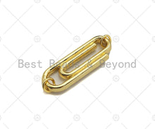 Load image into Gallery viewer, CZ Micro Pave Paper Clip Charm,Cubic Zirconia Silver/Gold Connector, Necklace Bracelet Charm Pendant, 12x35mm, Sku#L553