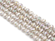 Load image into Gallery viewer, AB Mystic White Double Wavy Line Tibetan Agate Round Beads, Sku#UA246