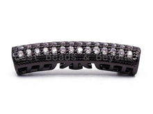 Load image into Gallery viewer, CZ Micro Pave 26x6mm Half Full Pave Tube for Bracelet/Necklace, Cubic Zirconia Separator Tube in Silver Black, Tube Beads, sku#C59
