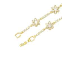 Load image into Gallery viewer, Clear CZ Flower Link Bracelet, Sku#A345