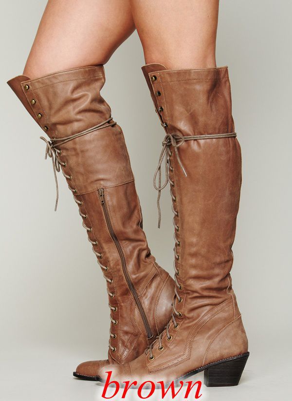 Women's Over-the-Knee Boots – PU Leather Round-Toe High-Shaft Boots with Side Zipper