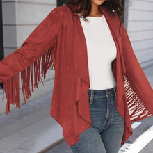 Load image into Gallery viewer, Women's Loose Long Sleeved Tassel V-neck Temperament Concert Cardigan Top Jacket